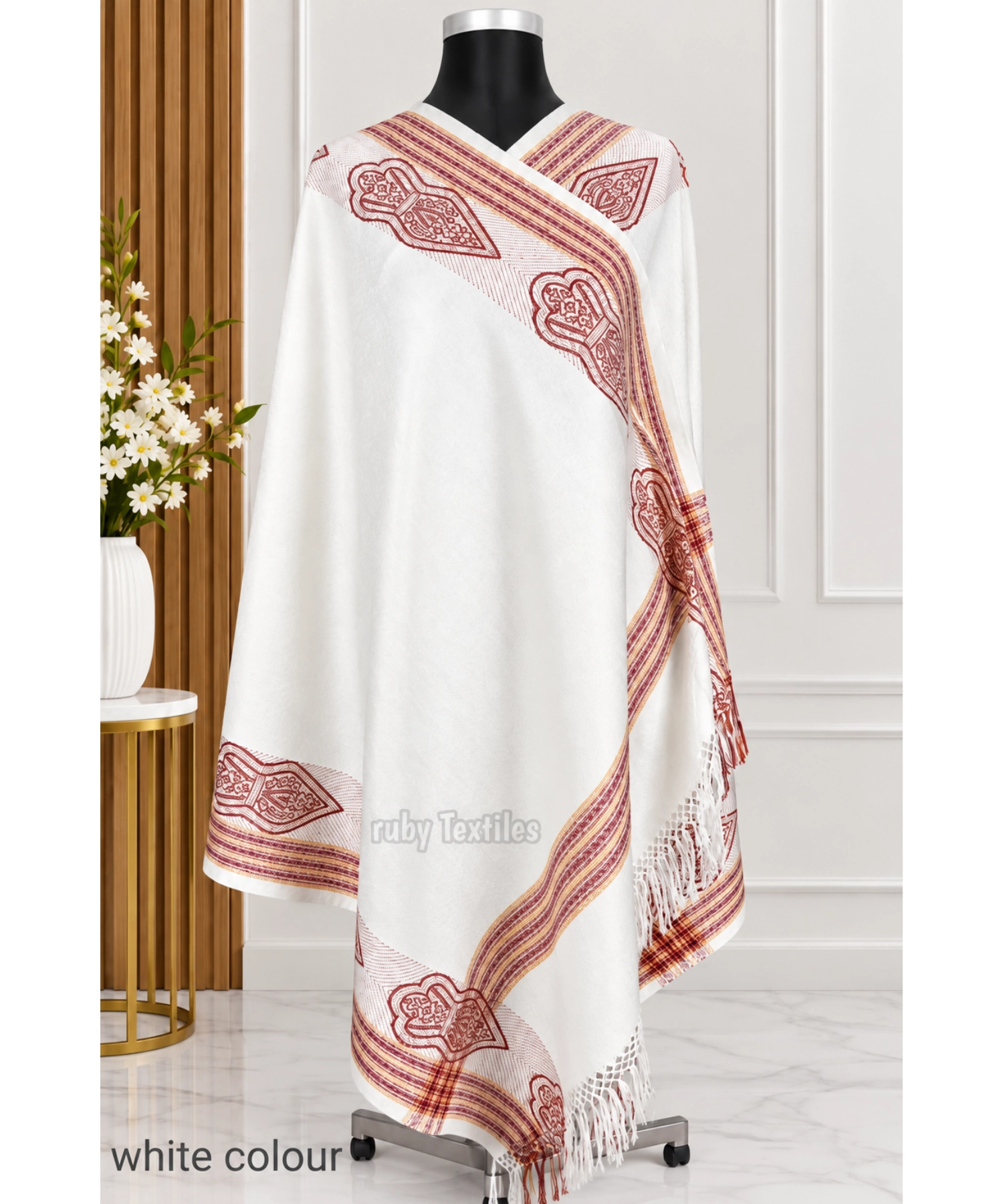 KS-12 Kashmiri Design Zafaran Ladies Shawl - Image 2
