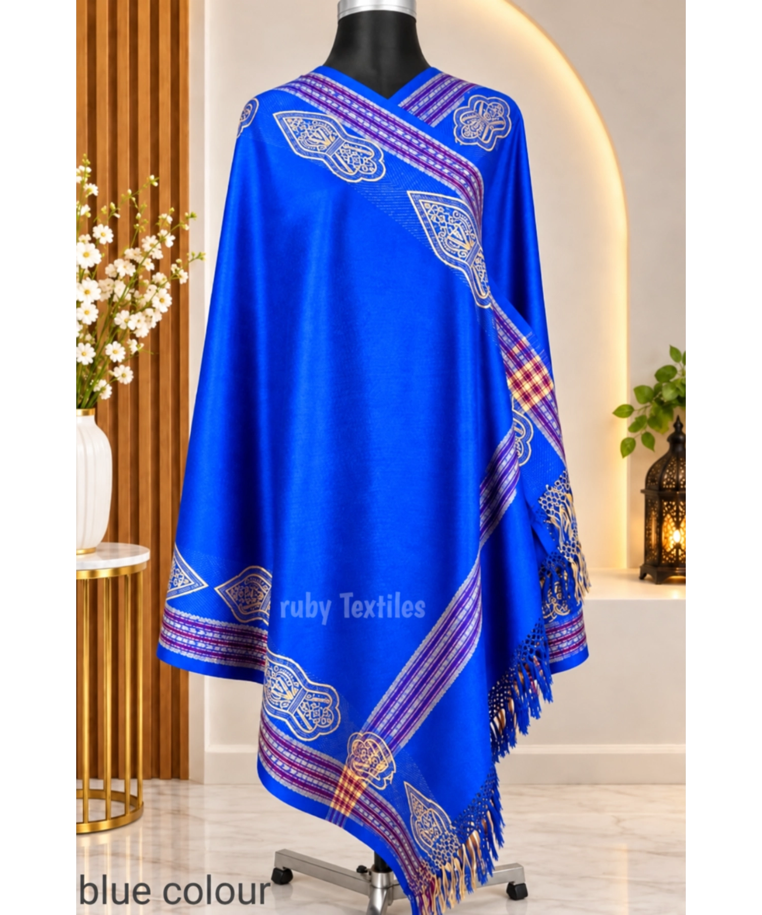 KS-11 Kashmiri Design Zafaran Ladies Shawl - Image 2